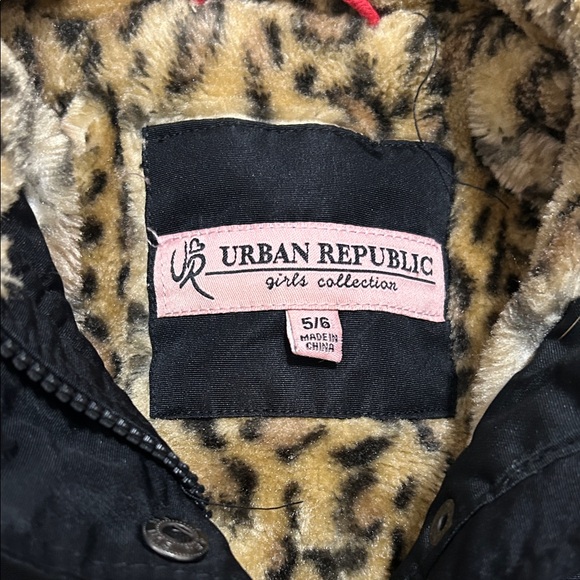 Urban Republic Kids Black Jacket with Animal Print Lining - Picture 2 of 4